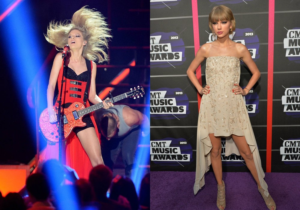 One Night, Two Sexy Looks: Taylor Swift Gets Leggy the CMT Awards
