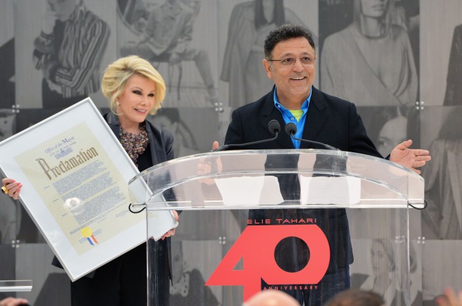 Elie Tahari at Elie Tahari Day with close friend Joan Rivers.
