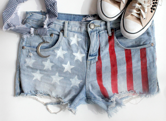 DIY american flag denim shorts sexy hipster