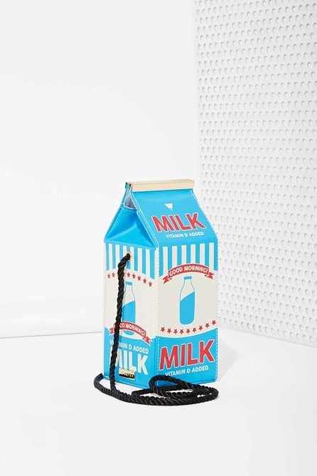 Skinny Dip London Vegan Leather Milk Carton Crossbody, $48; at Nasty Gal