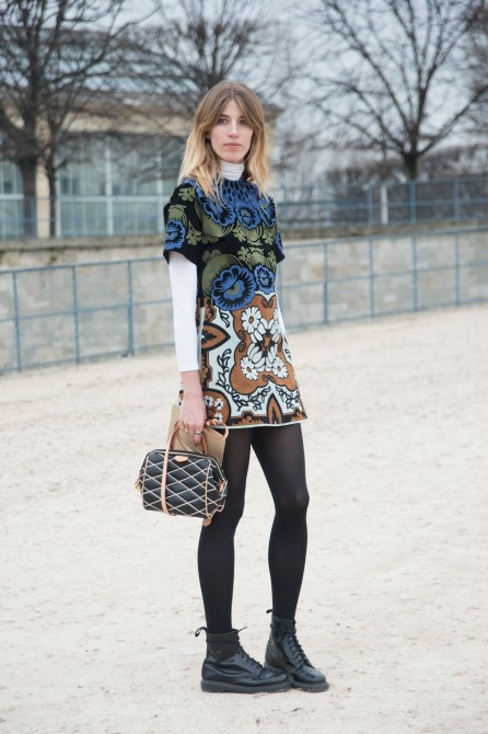 PARIS, FRANCE - MARCH 10: Mytheresa.com senior fashion editor Veronika Heilbrunner wears a Valentino dress, Dr. Marten boots and Louis Vuitton bag on day 8 of Paris Collections: Women on March 10, 2015 in Paris, France. (Photo by Kirstin Sinclair/Getty Images)*** Local Caption *** Veronika Heilbrunner