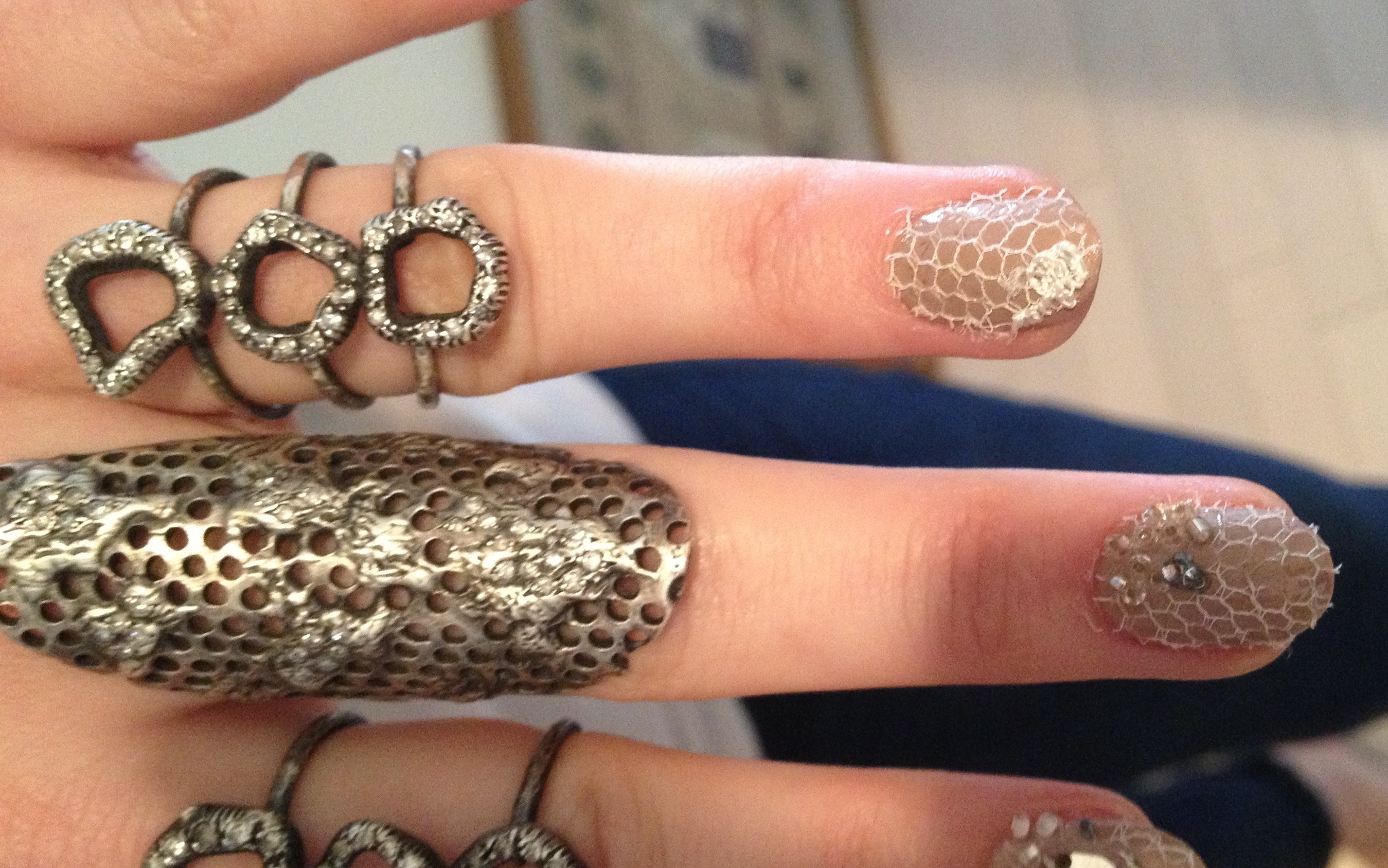 Get Emmy Rossum's Lace Punk Nail Art From the Met Gala