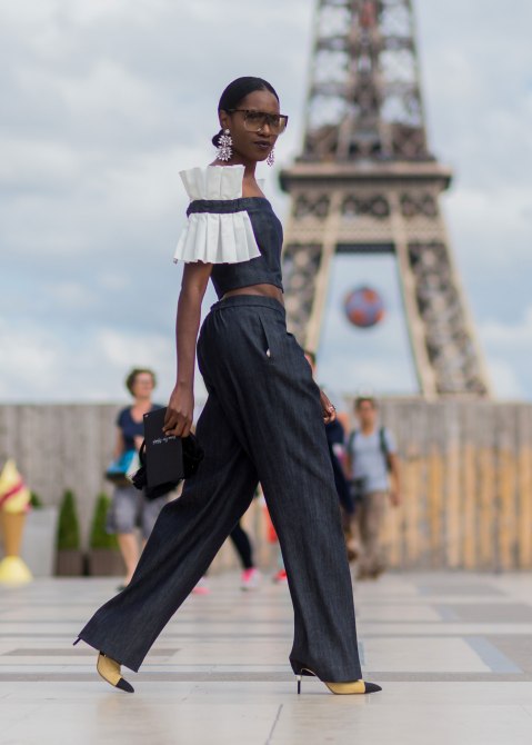 Woman in Paris by Eiffel Tower