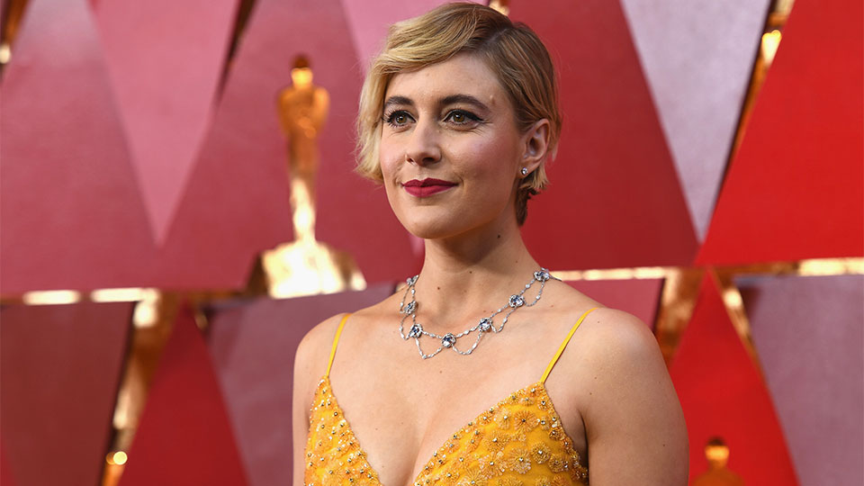 Greta Gerwig in Glossier at the 2018 Oscars