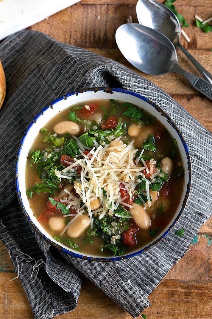 STYLECASTER | 12 Vegetarian Slow-Cooker Soups and Stews | Quinoa, White Bean, and Kale Soup