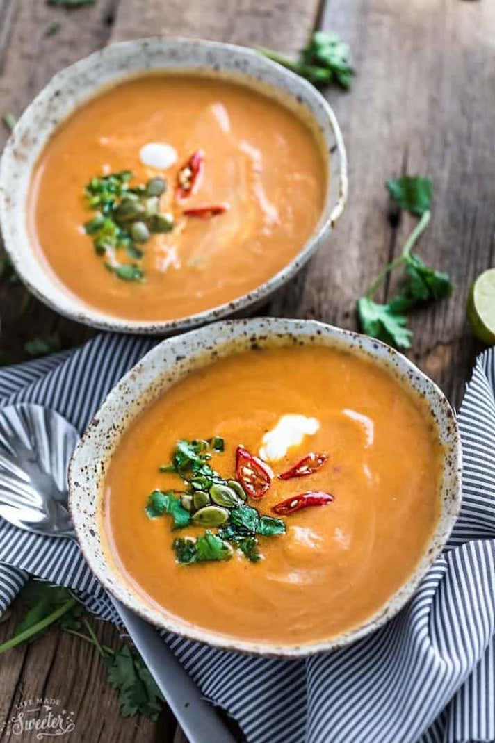 STYLECASTER | 12 Vegetarian Slow-Cooker Soups and Stews | Sweet Potato Butternut Squash Soup