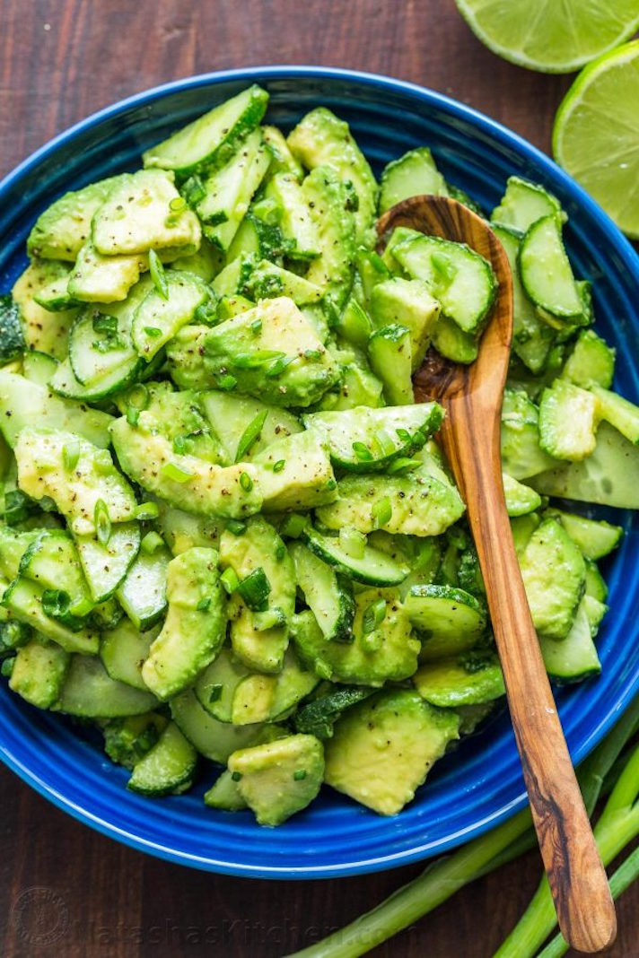 STYLECASTER | 17 Easy-to-Pack Picnic Recipes That Anyone Can Make | Avocado Cucumber Salad