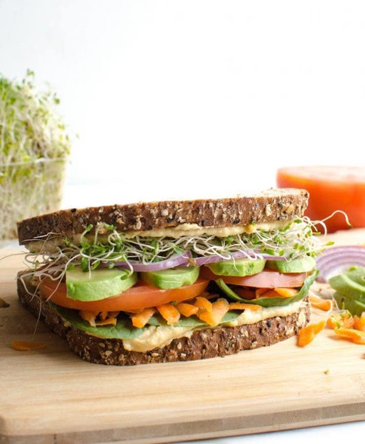 STYLECASTER | 19 High-Protein Veggie Sandwiches That Are Sure To Satisfy | Ultimate Hummus Veggie Sandwich