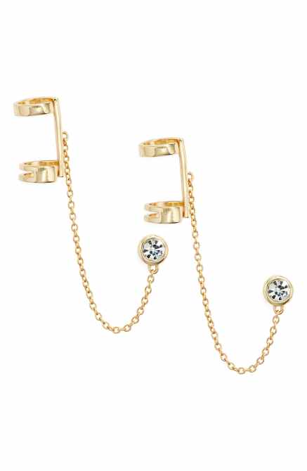 sterling forever chained stud ear cuff