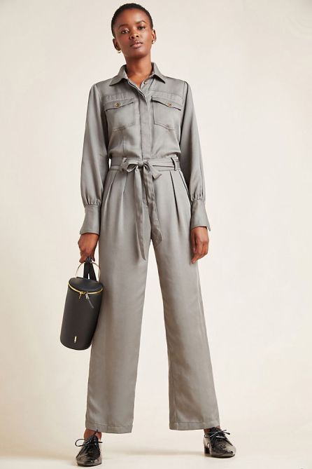 STYLECASTER | Anthropologie Sale April 2020 | gray jumpsuit