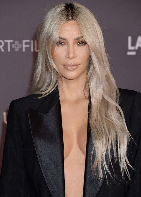 kim kardashian dark roots blonde hair