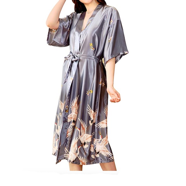 Aensso Women’s Satin Robe Long Kimono Bathrobe