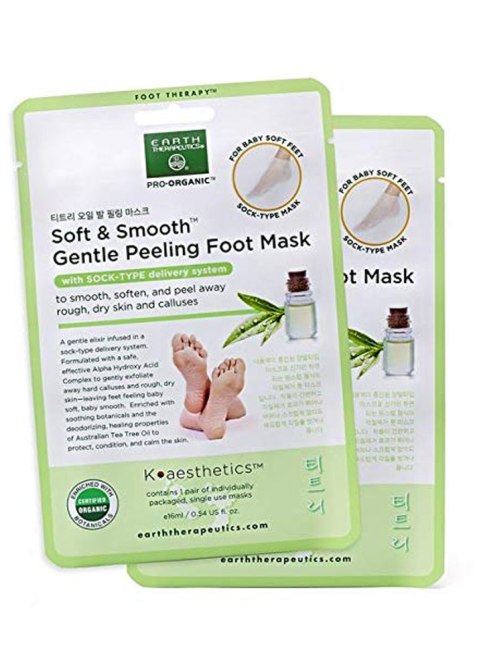 Earth Therapeutics Purifying Charcoal Gentle Peeling Foot Mask- 2 Pack
