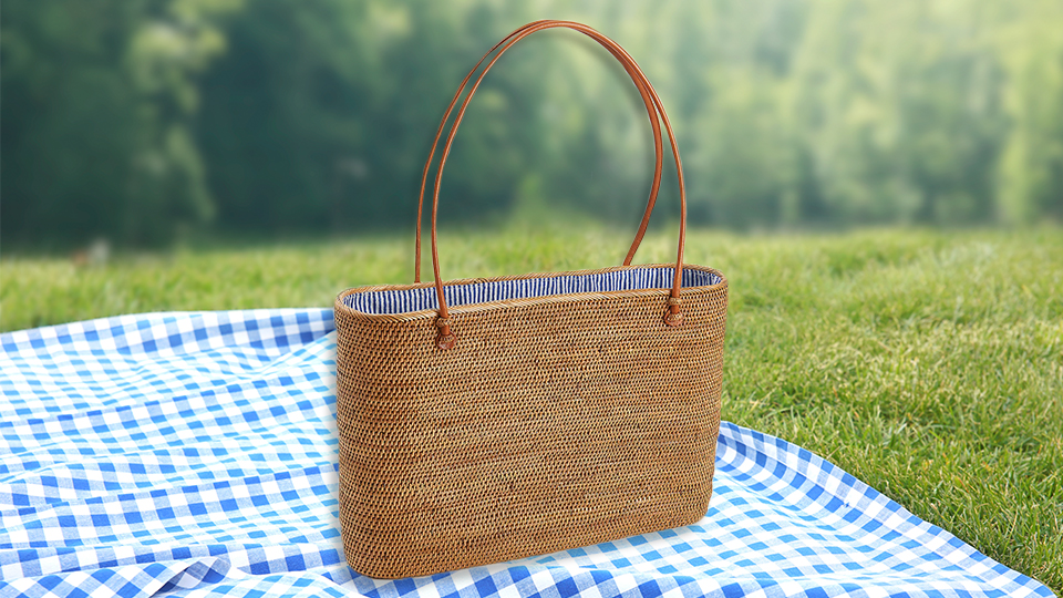 STYLECASTER | Poppy & Sage Rattan Drawstring Tote Harper