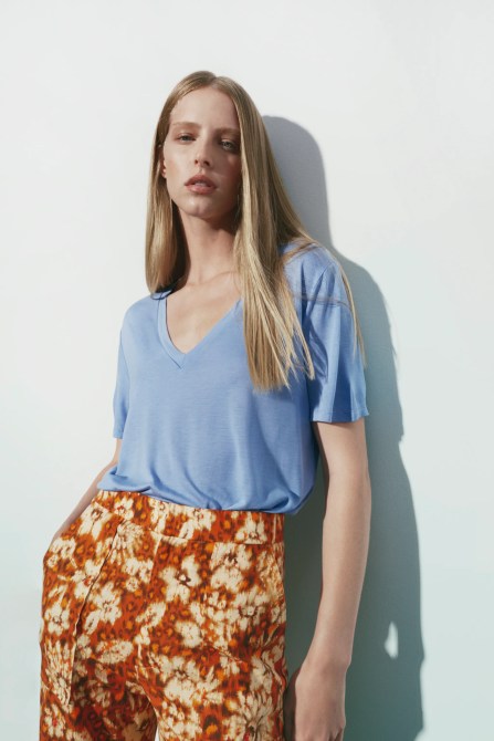Zara V-Neck Lyocell T-Shirt