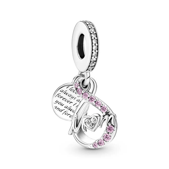 Mom Infinity Pavé Double Dangle Charm