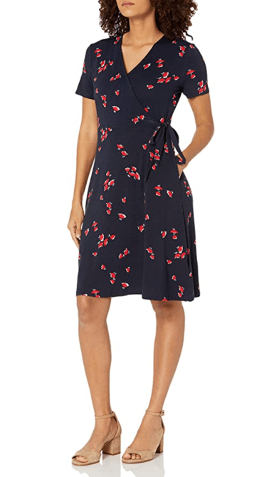 Cap-Sleeve Wrap Dress