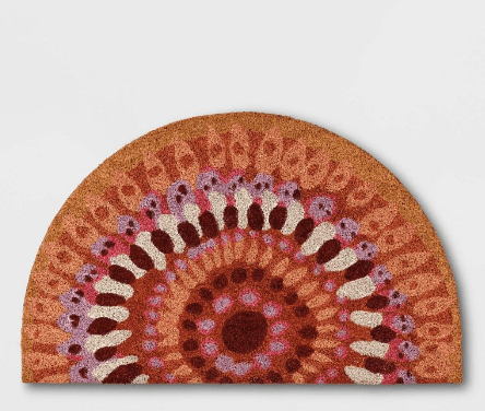 Outdoor Half-Circle Floral Door Mat