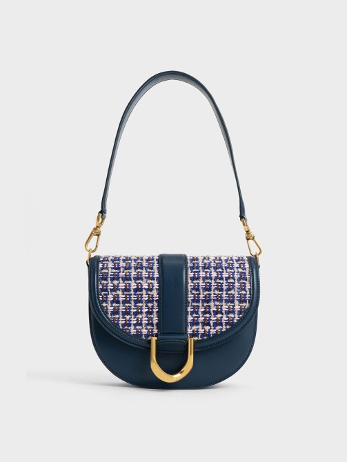 Gabine Tweed Saddle Bag Charles & Keith