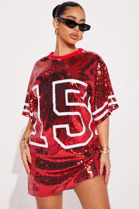 fashion nova red jersey dress