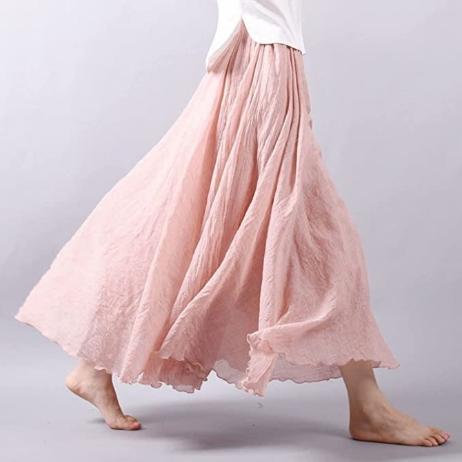 Asher Fashion Linen Maxi Skirt Amazon