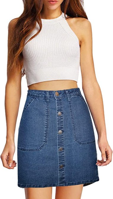 denim mini skirt