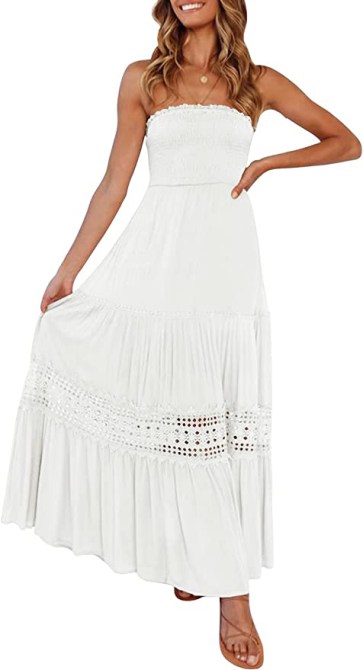 ZESICA Women's 2023 Summer Bohemian Strapless
