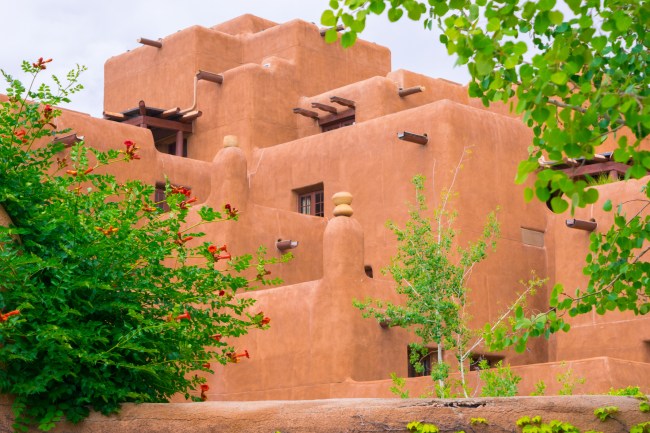 Pueblo style homes in Santa Fe, New Mexico.