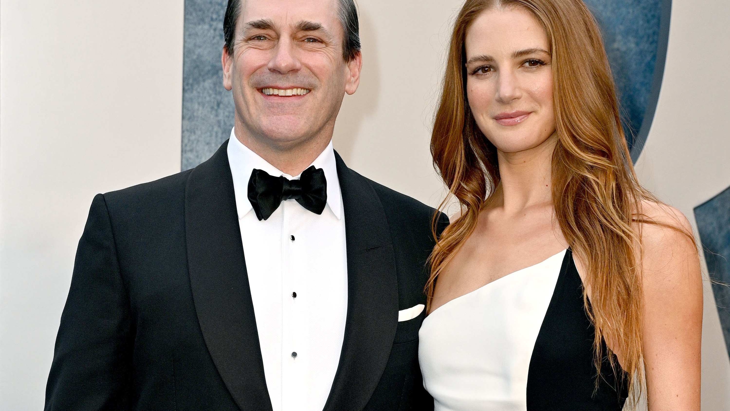 Anna Osceola, Jon Hamm attend the 2023 Vanity Fair Oscar Party Hosted By Radhika Jones at Wallis Annenberg Center for the Performing Arts on March 12, 2023 in Beverly Hills, California.