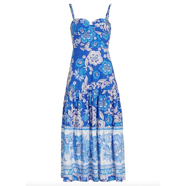 Farm Rio Full Of Flowers Sweetheart Midi-Dress