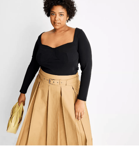 Long Sleeve Sweetheart Corset Top