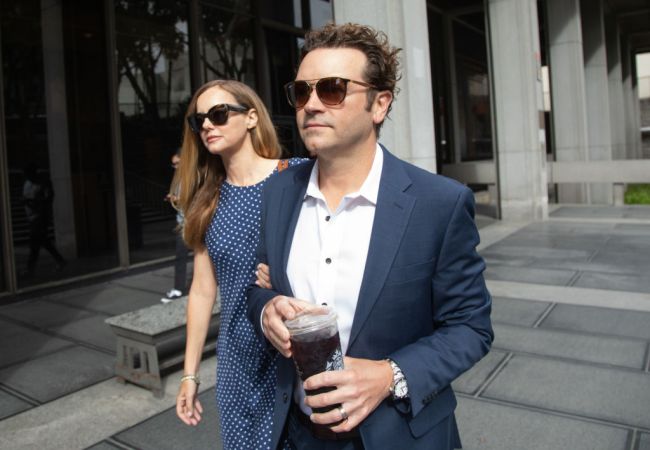 Actor Danny Masterson arrives at Clara Shortridge Foltz Criminal Justice Center in Los Angeles, CA on Wednesday, May 31, 2023 with wife Bijou Phillips for his retrial for allegedly raping three women between 2001 and 2003.