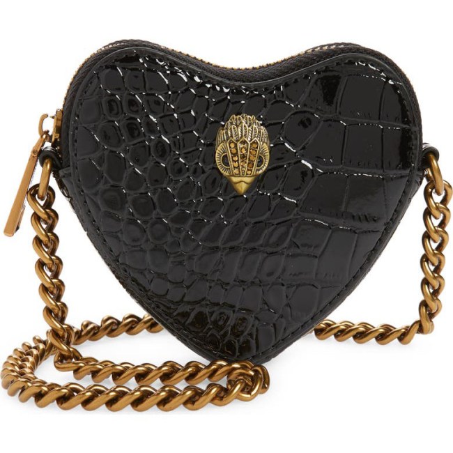 Heart-Embellieshed Clothing for Valentine's Day 2024: Kurt Geiger London Kensington Croc Heart Micro Crossbody Bag