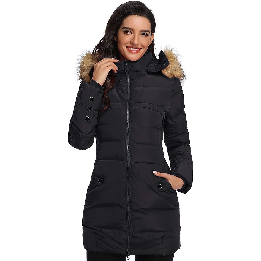 Epsion Women's Hooded Thickened Long Down Jacket