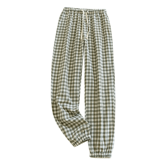 A pair of checked, elastic-waistband pants from Sanbonepd