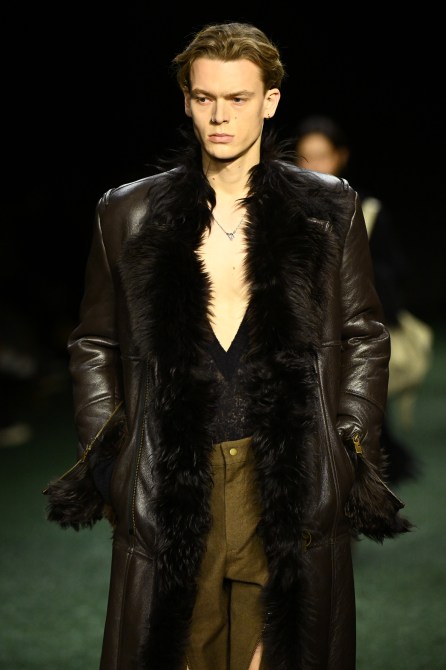 A model walks the Burberry Autumn/Winter 2024 show at London Fashion Week.