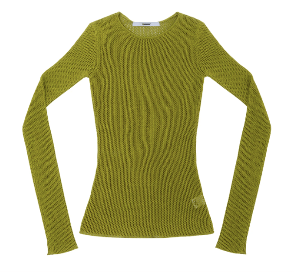 Tank Air Hot Mesh Top: A lemon lime colored long sleeve mesh knit top