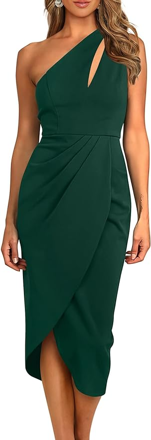 PRETTYGARDEN Women's One-Shoulder Cocktail Midi Dresses