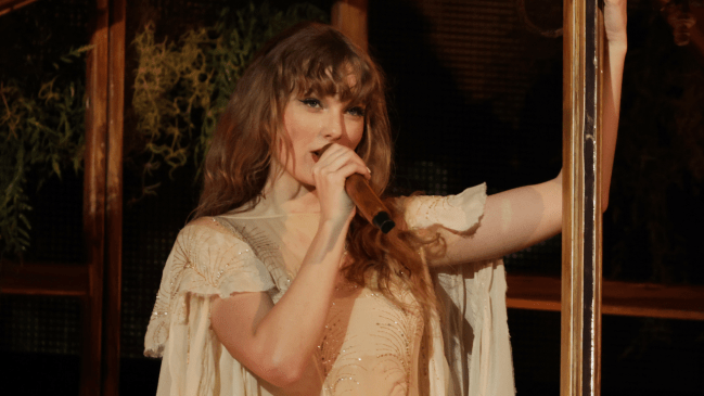 Taylor Swift performing at the Eras Tour