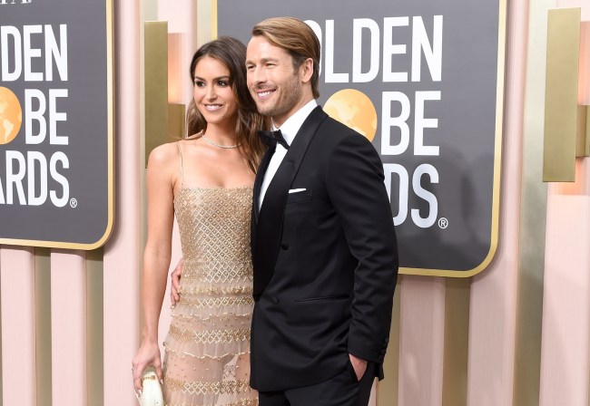 Gigi Paris and Glen Powell at the 80th Annual Golden Globe Awards held at The Beverly Hilton on January 10, 2023 in Beverly Hills, California.