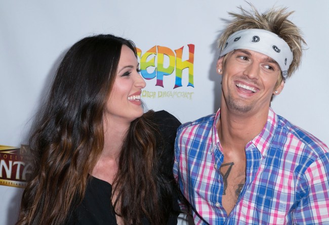 ngel Carter (L) and singer Aaron Carter attend Los Angeles opening night of "Joseph and The Amazing Technicolor Dreamcoat" at the Pantages Theatre on June 4, 2014 in Hollywood, California.  