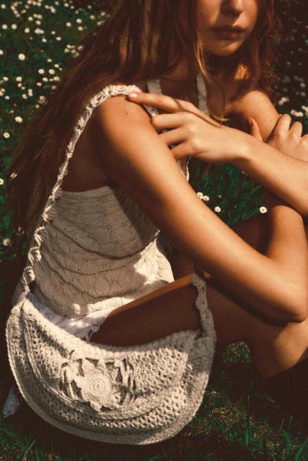​​Model wears a Macrame Shoulder Bag 