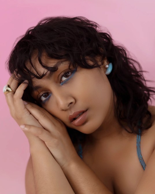 Studio Tanaïs Desert Canyon lipstick, modeled by Nova.