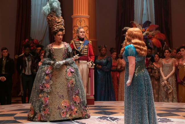 Golda Rosheuvel as Queen Charlotte, Nicola Coughlan as Penelope Featherington in episode 308 of Bridgerton