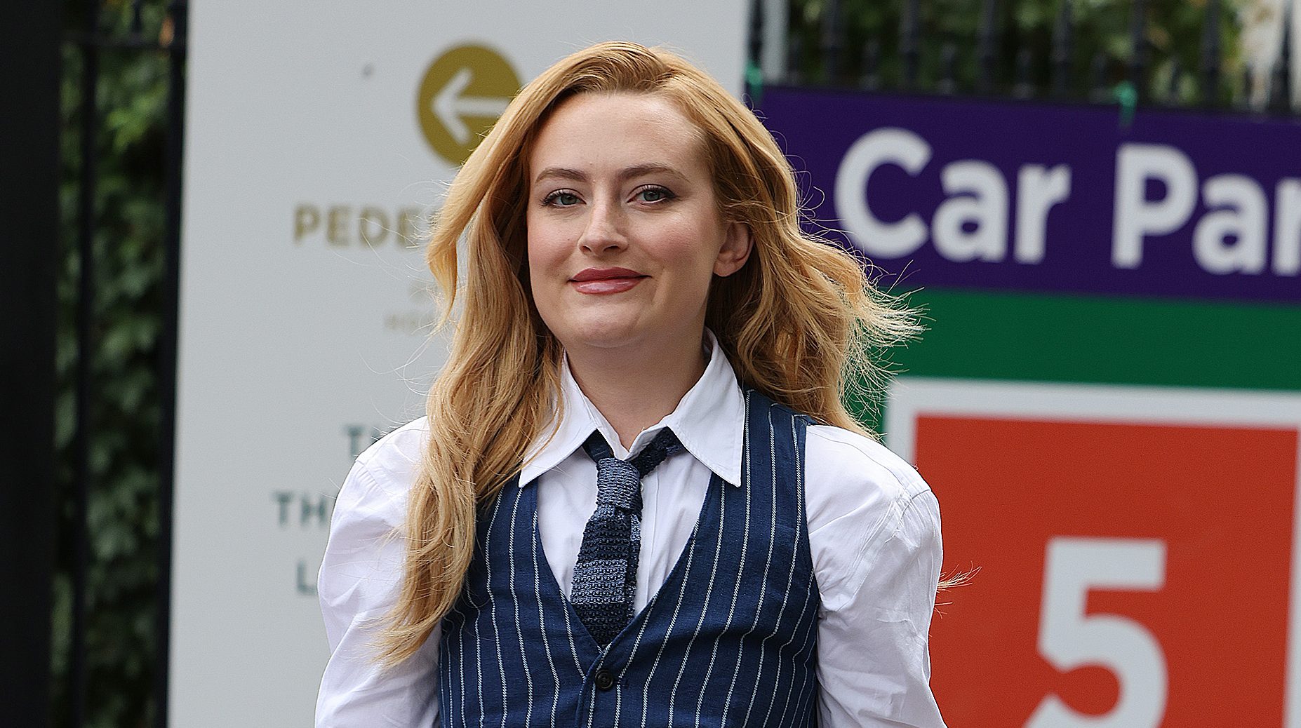 Amelia Dimoldenberg attends day eight of the Wimbledon Tennis Championships at the All England Lawn Tennis and Croquet Club on July 08, 2024 in London, England.
