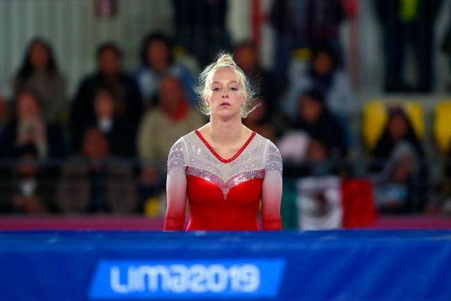 Ahsinger Nicole of USA competes during Trampoline Gymnastics Women's Individual Final on Day 10 of Lima 2019 Pan American Games at Villa El Salvador Sports Center on August 5, 2019 in Lima, Peru.