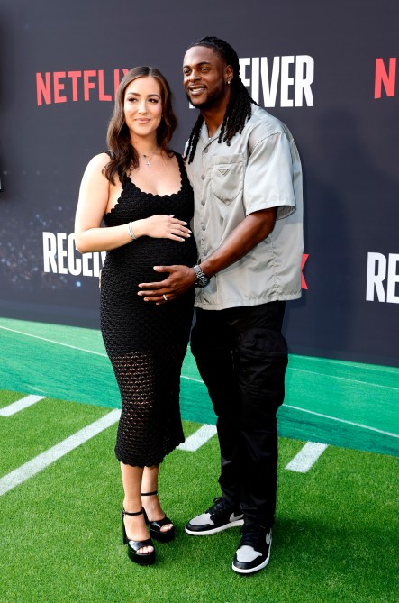 LOS ANGELES, CALIFORNIA - JULY 09: Devanne Villarreal and Davante Adams attend the Los Angeles Premiere of Netflix's series "Receiver" at Netflix Tudum Theater on July 09, 2024 in Los Angeles, California.
