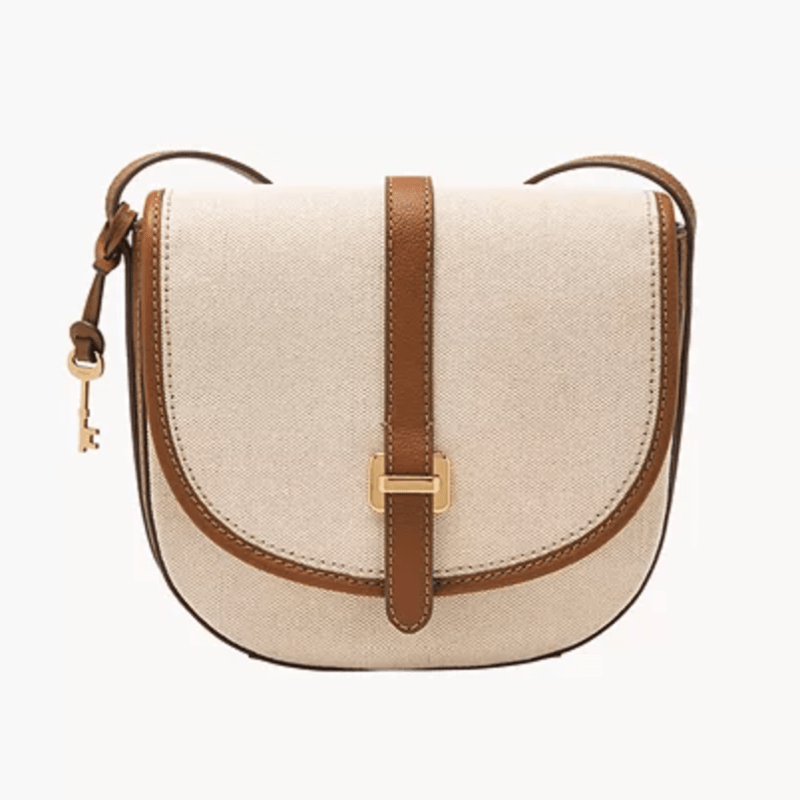 Canvas and Leather Fossil Crossbody Emery Bag