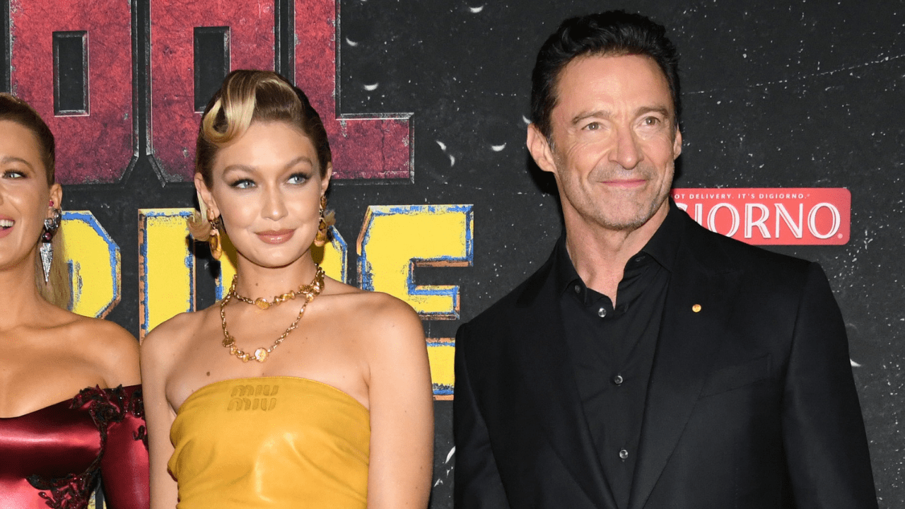 Gigi Hadid Hugh Jackman at the New York premiere of Deadpool & Wolverine