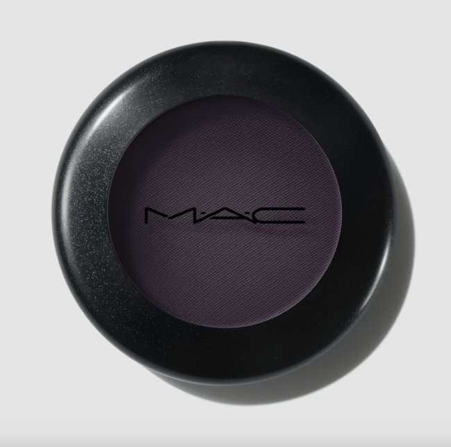 Mac Matte Eyeshadow in Carbon in a black pot.